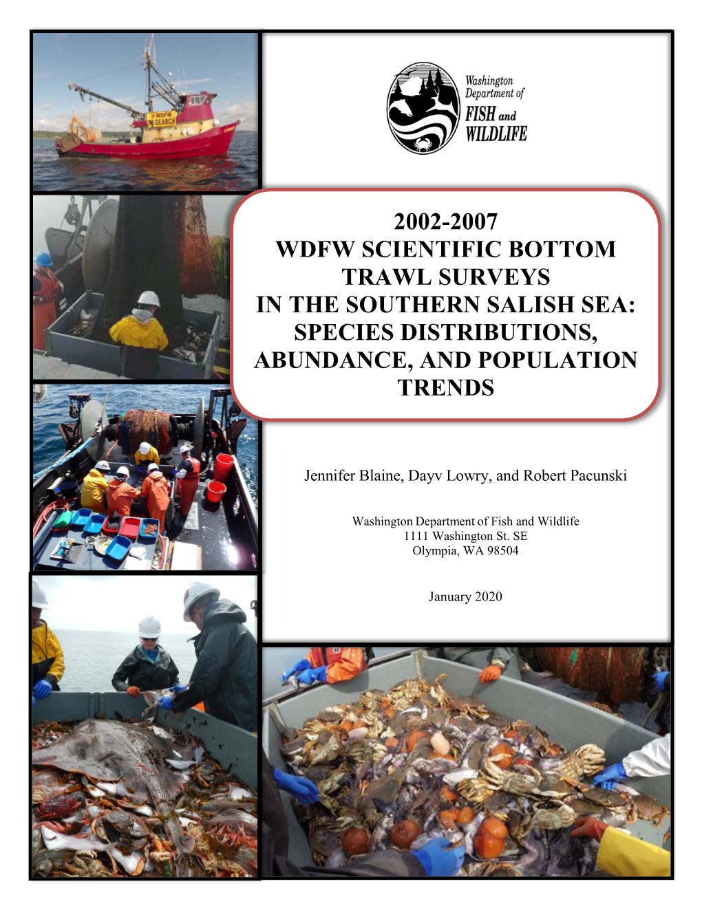 2002-2007 Wdfw Scientific Bottom Trawl Surveys in the Southern Salish Sea: Species Distributions, Abundance, and Population Trends