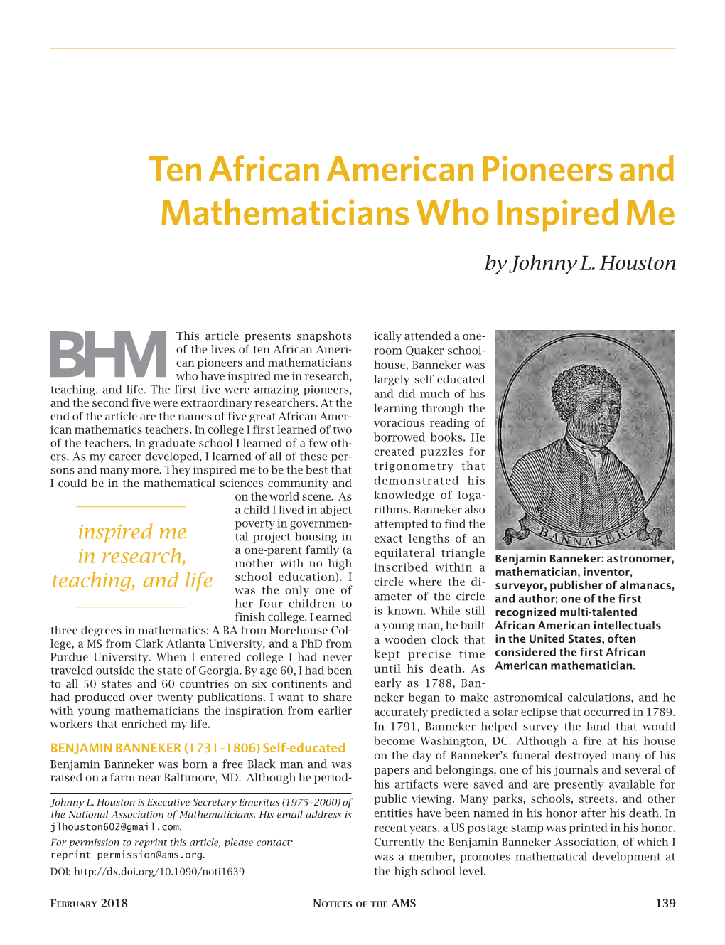 Ten African American Pioneers and Mathematicians Who Inspired Me