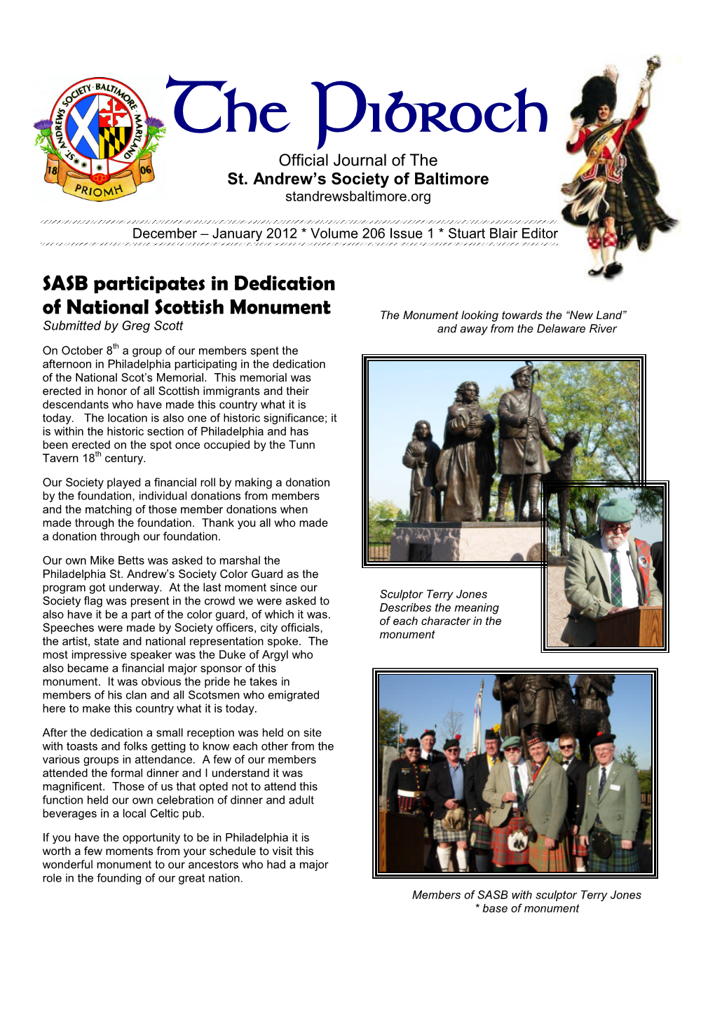 SASB Participates in Dedication of National Scottish Monument