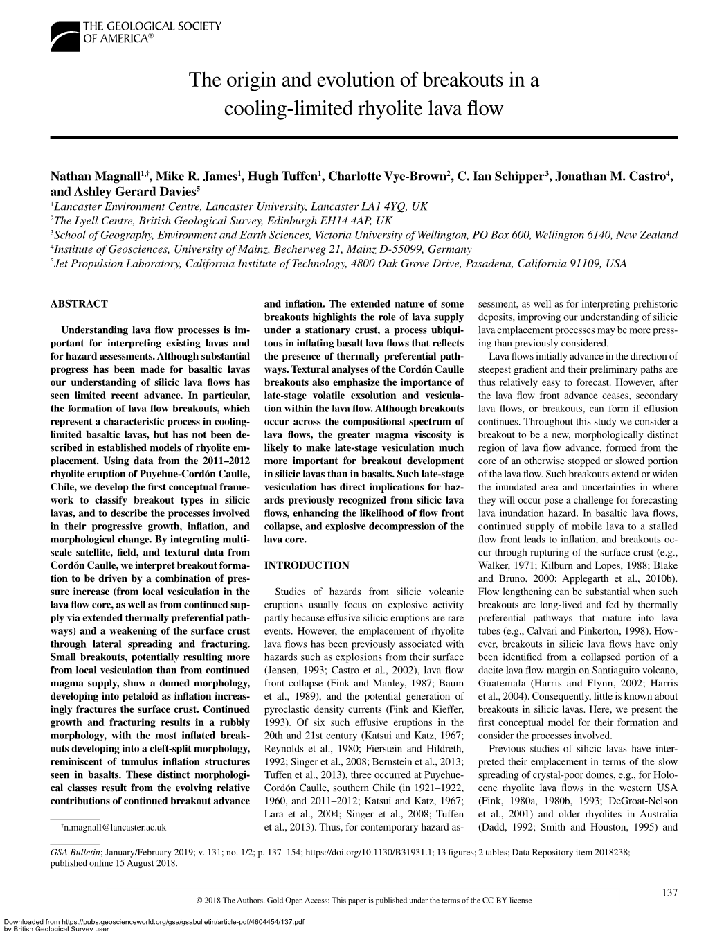 The Origin and Evolution of Breakouts in a Cooling-Limited Rhyolite Lava Flow