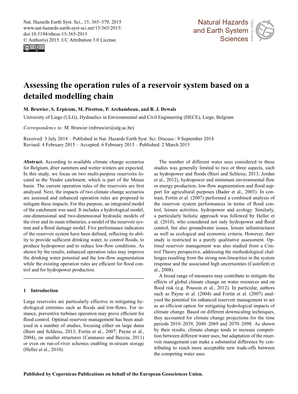 Assessing the Operation Rules of a Reservoir System Based on a Detailed Modelling Chain