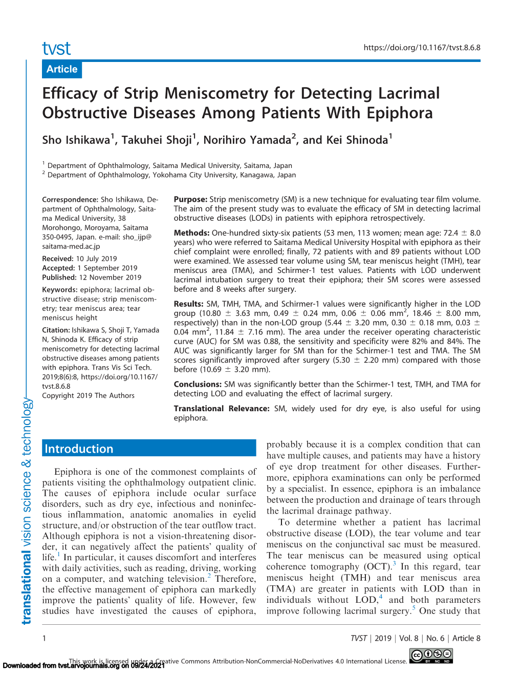 Efficacy of Strip Meniscometry for Detecting Lacrimal Obstructive Diseases Among Patients with Epiphora