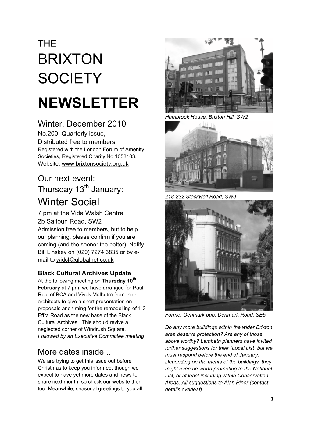 December 2010 No.200, Quarterly Issue, Distributed Free to Members