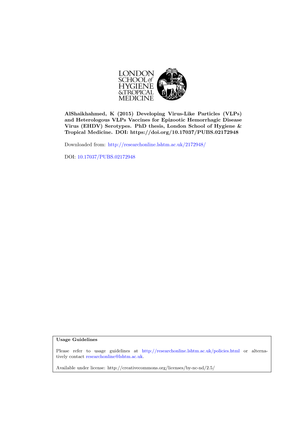 And Heterologous Vlps Vaccines for Epizootic Hemorrhagic Disease Virus (EHDV) Serotypes