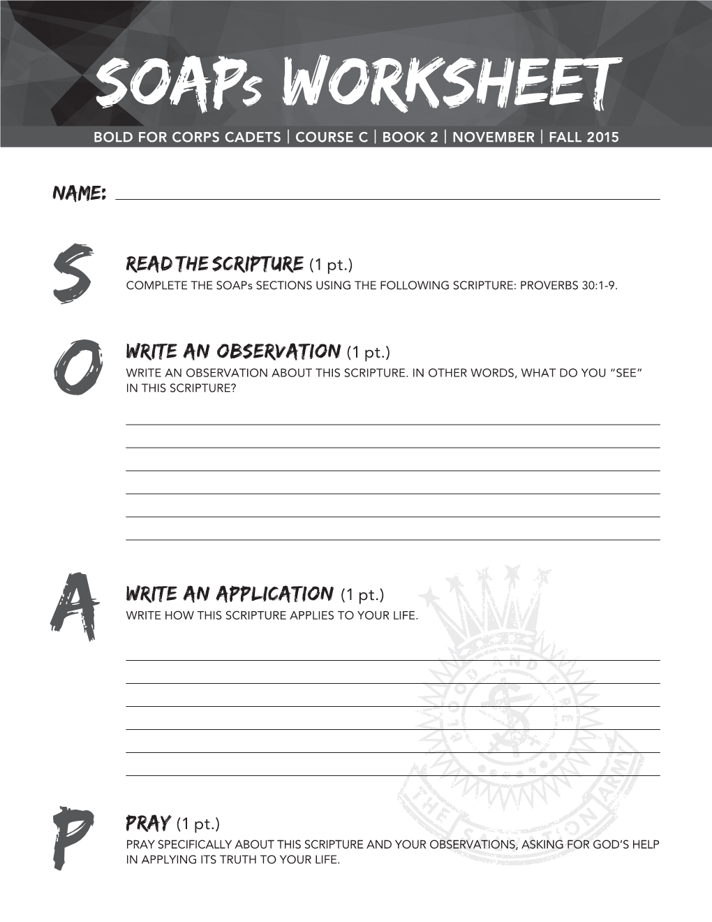 Soap S Worksheet