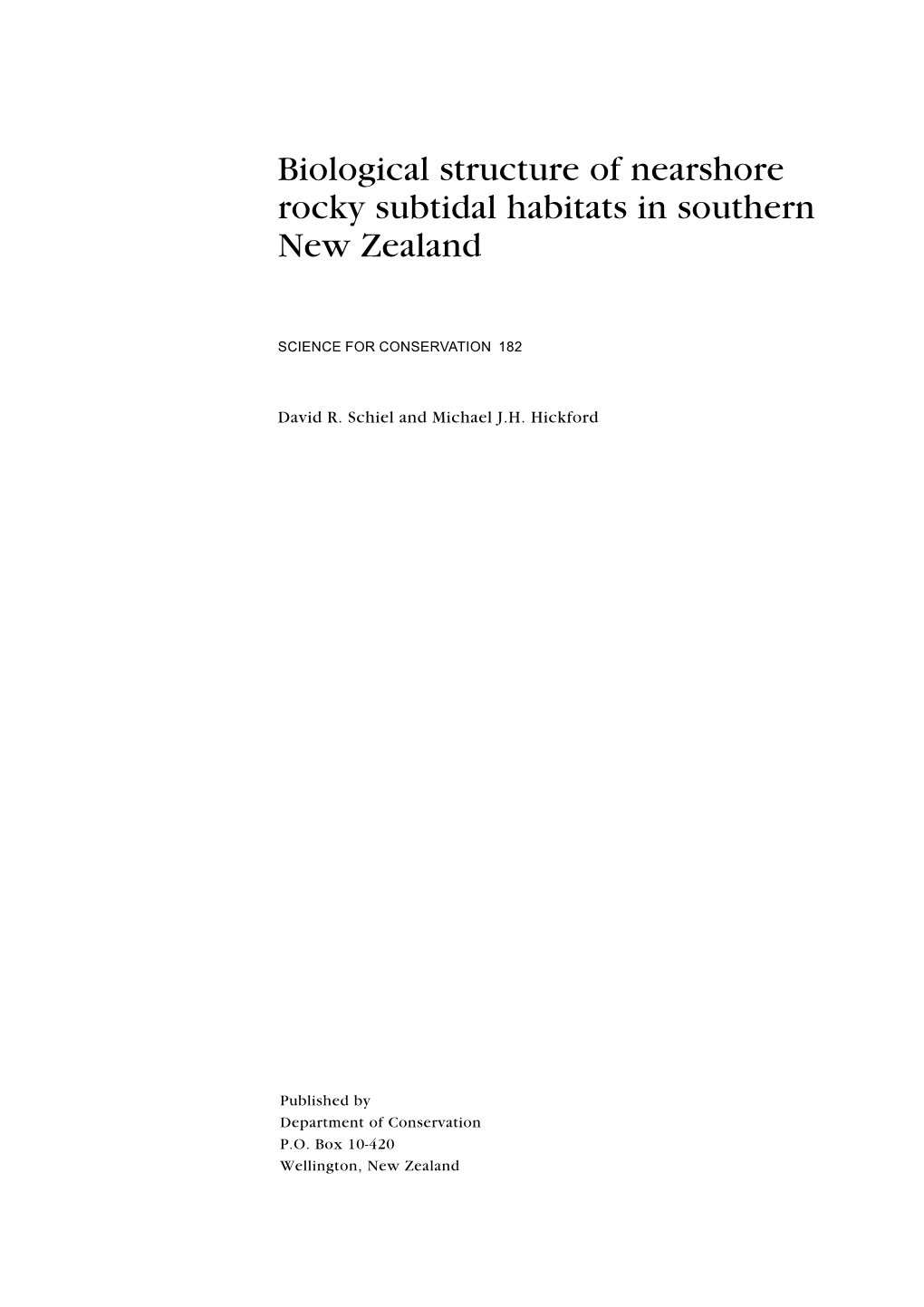 Biological Structure of Nearshore Rocky Subtidal Habitats in Southern New Zealand