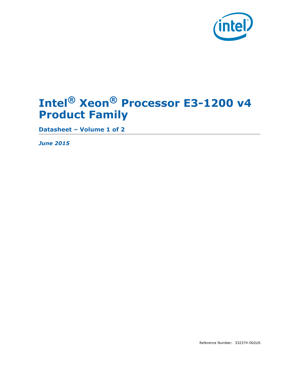 Intel® Xeon® Processor E3-1200 V4 Product Family