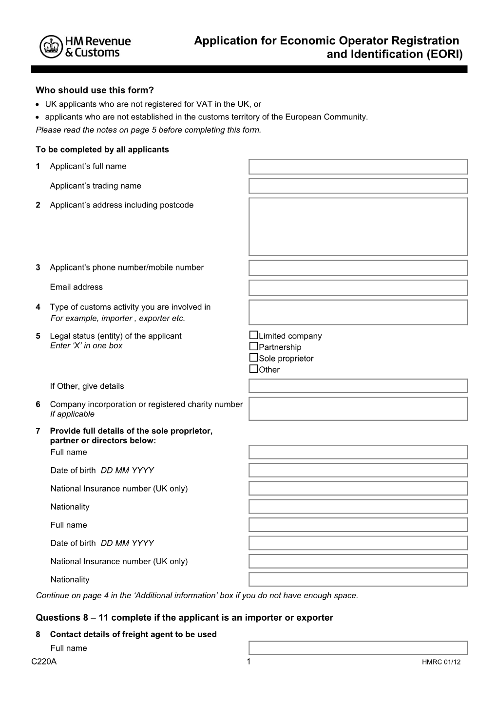 Please Read the Notes on Page 5 Before Completing This Form