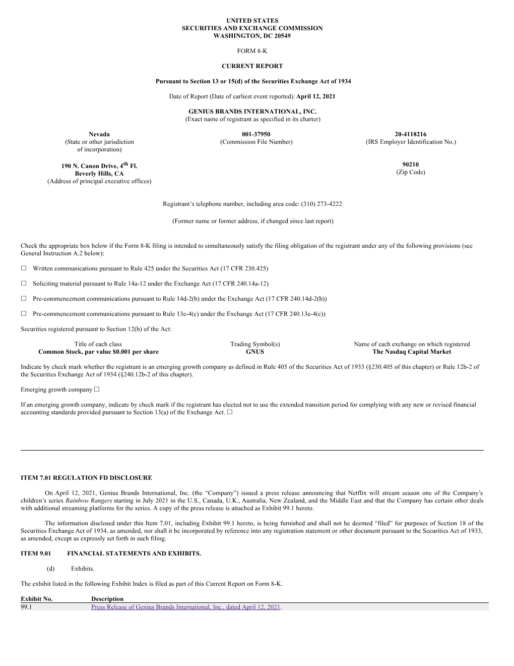 United States Securities and Exchange Commission Washington, Dc 20549