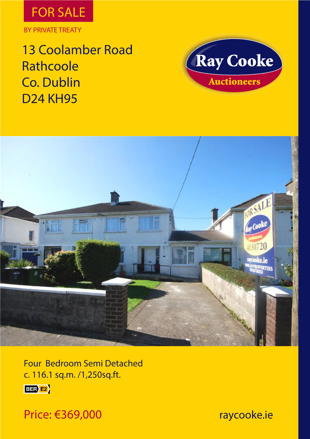 13 Coolamber Road Rathcoole Co. Dublin D24 KH95 for SALE