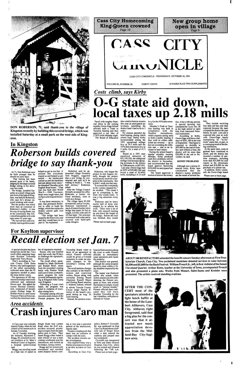 0-G State Aid Down, Local Taxes up 2.18 Mills Faced with Tougher Finan- Also Voted to Borrow Monies Levy for the 1976Debt Retire- Nav