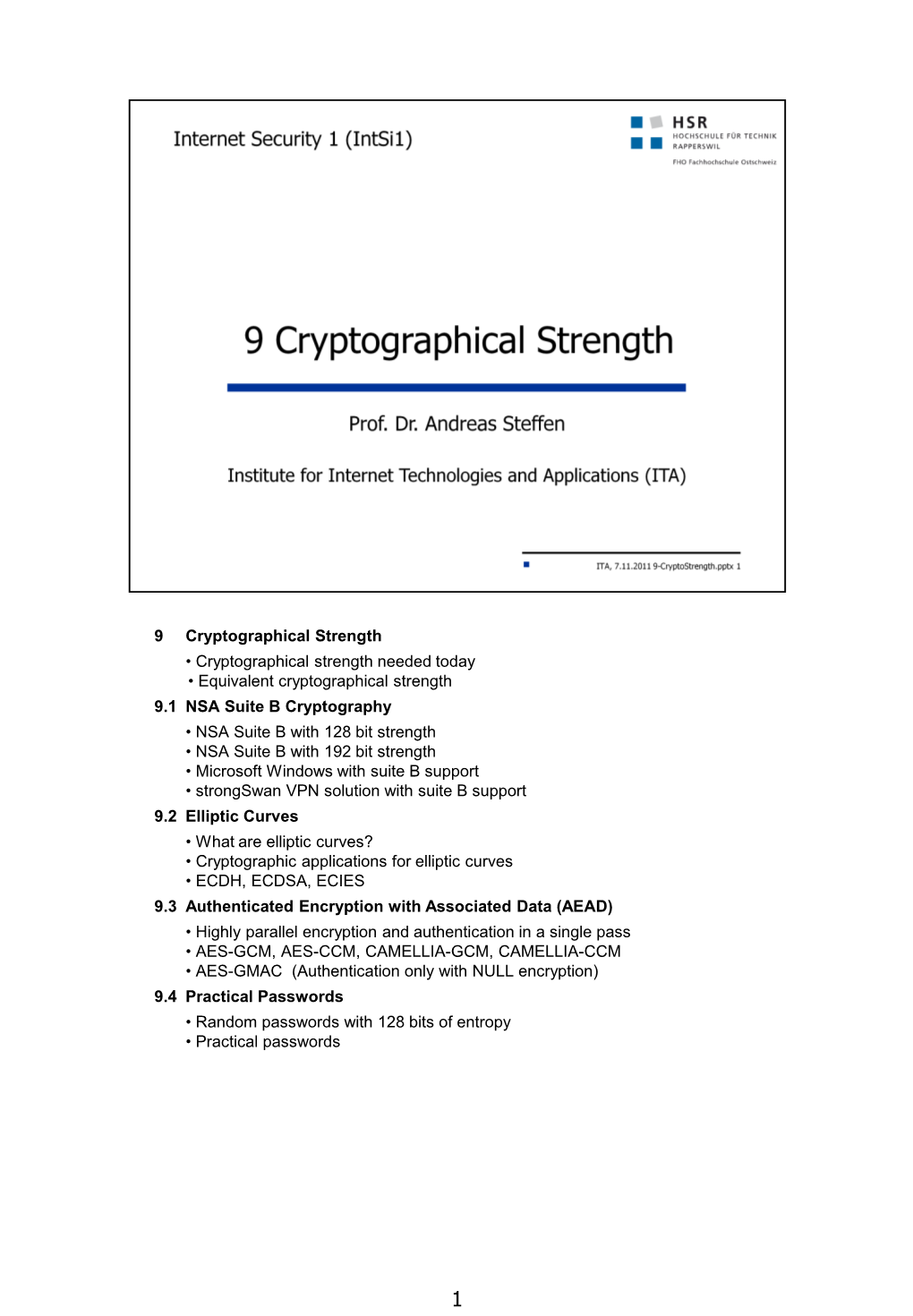Cryptographical Strength