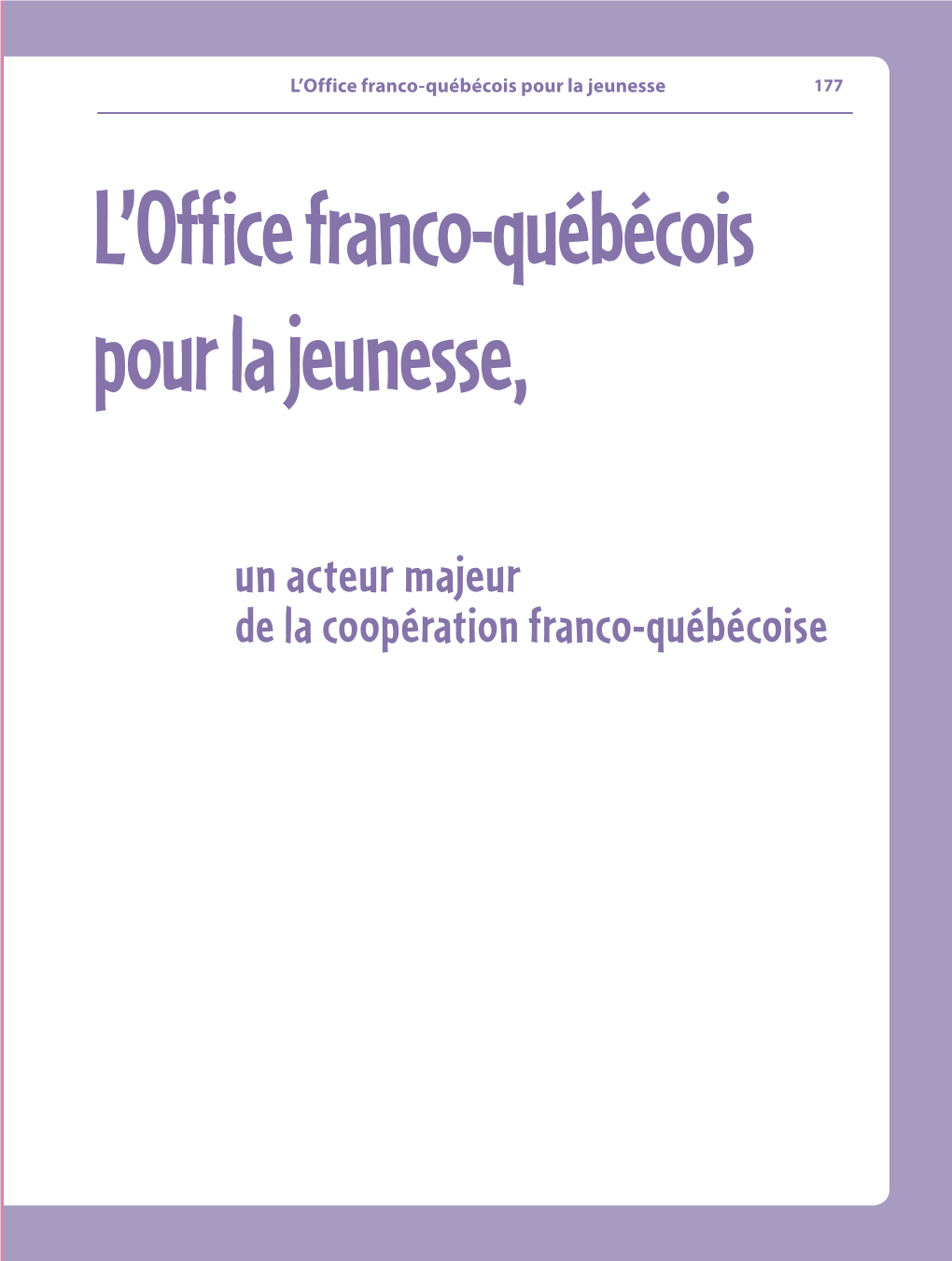 L'office Franco-Québécois Pour La Jeunesse