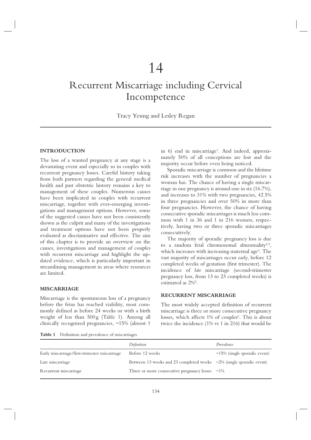 Recurrent Miscarriage Including Cervical Incompetence