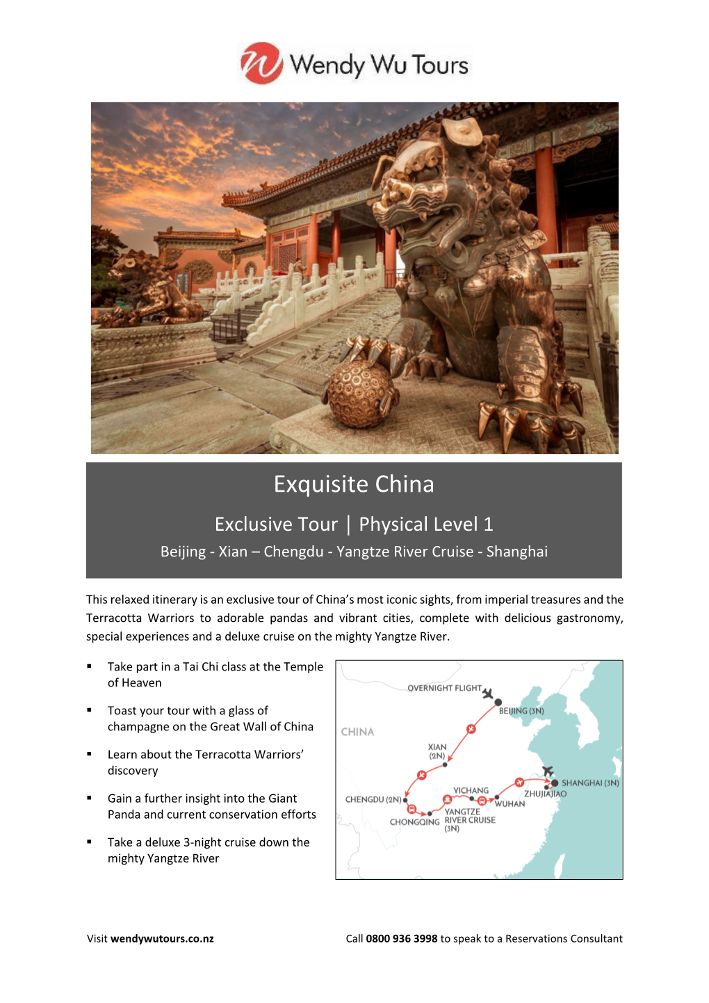 Exquisite China Exclusive Tour │ Physical Level 1 Beijing - Xian – Chengdu - Yangtze River Cruise - Shanghai