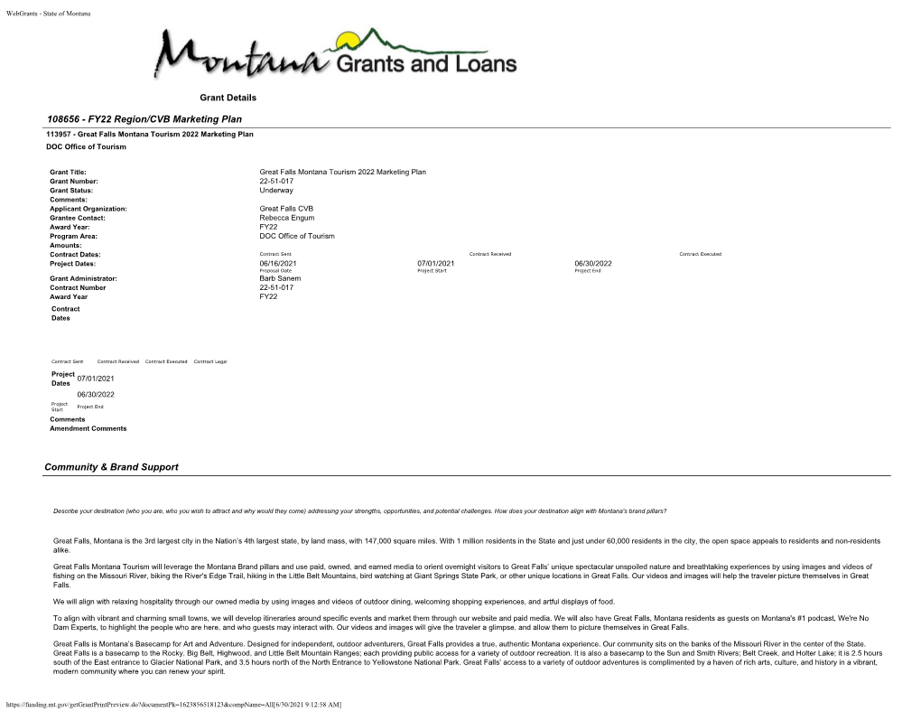 Webgrants - State of Montana