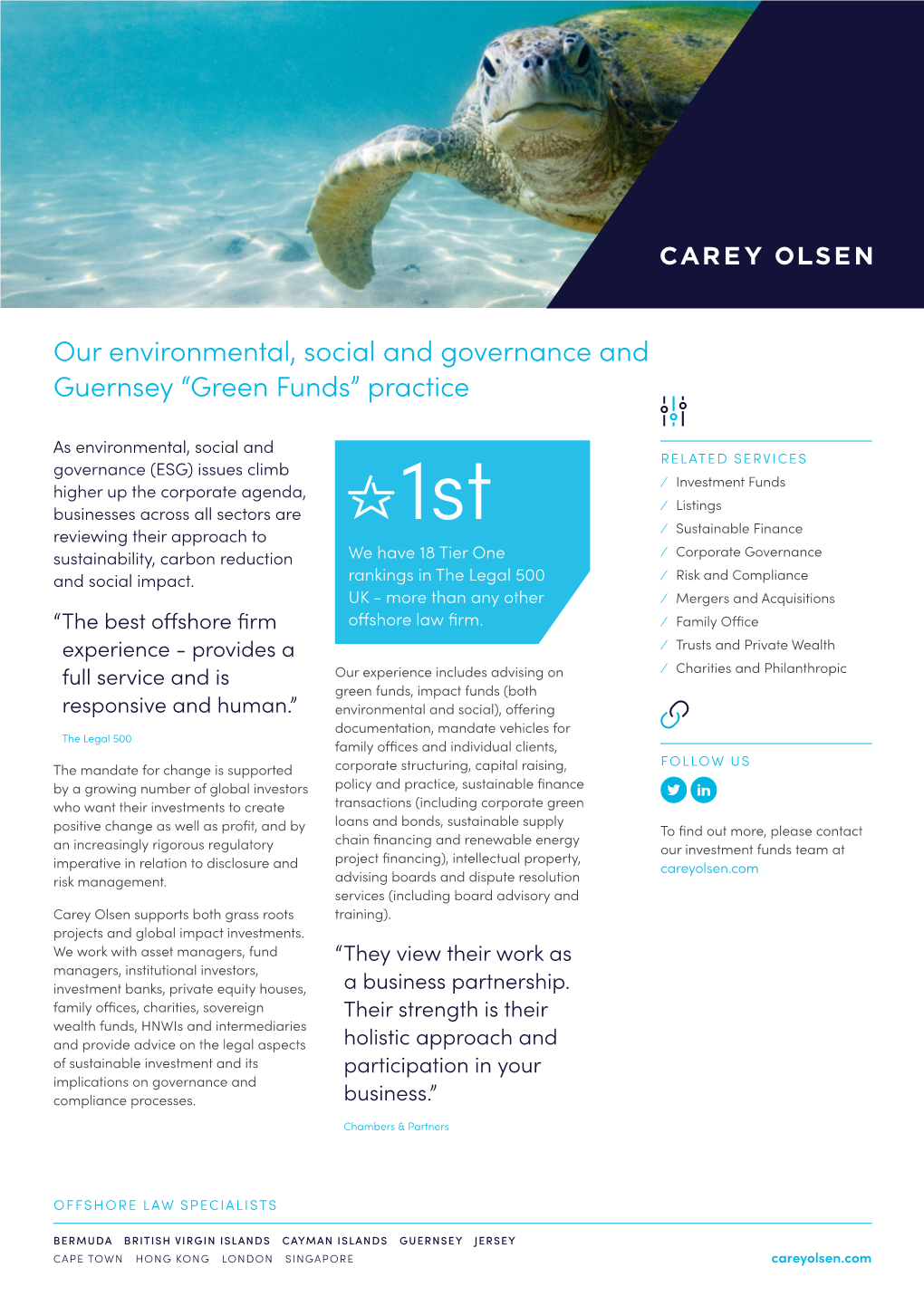 Our Environmental, Social and Governance and Guernsey “Green Funds” Practice