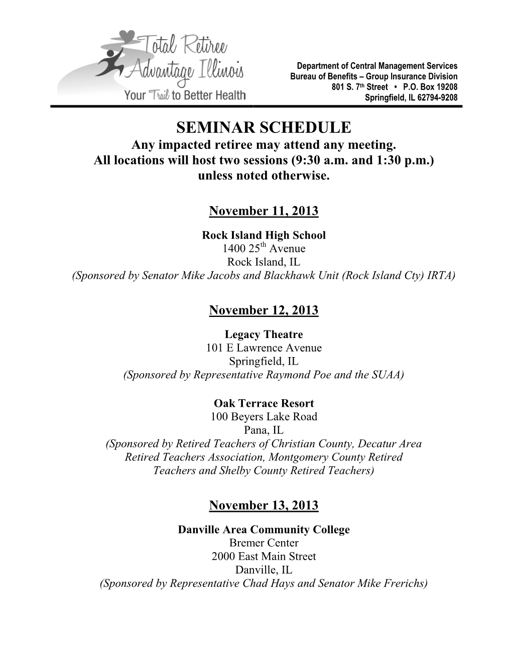 TRAIL Seminar Schedule