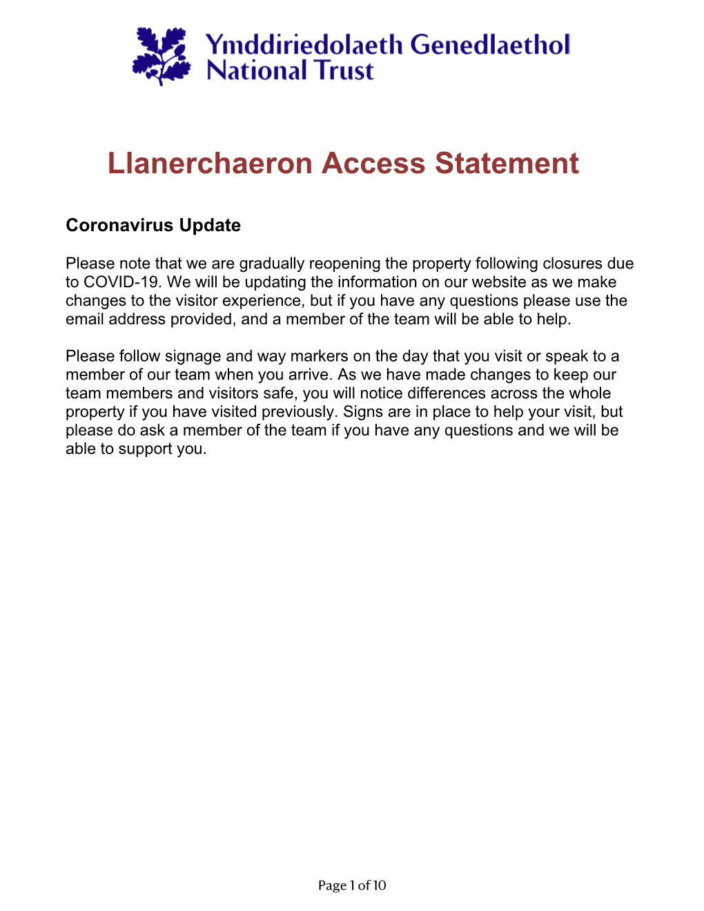 Llanerchaeron Access Statement