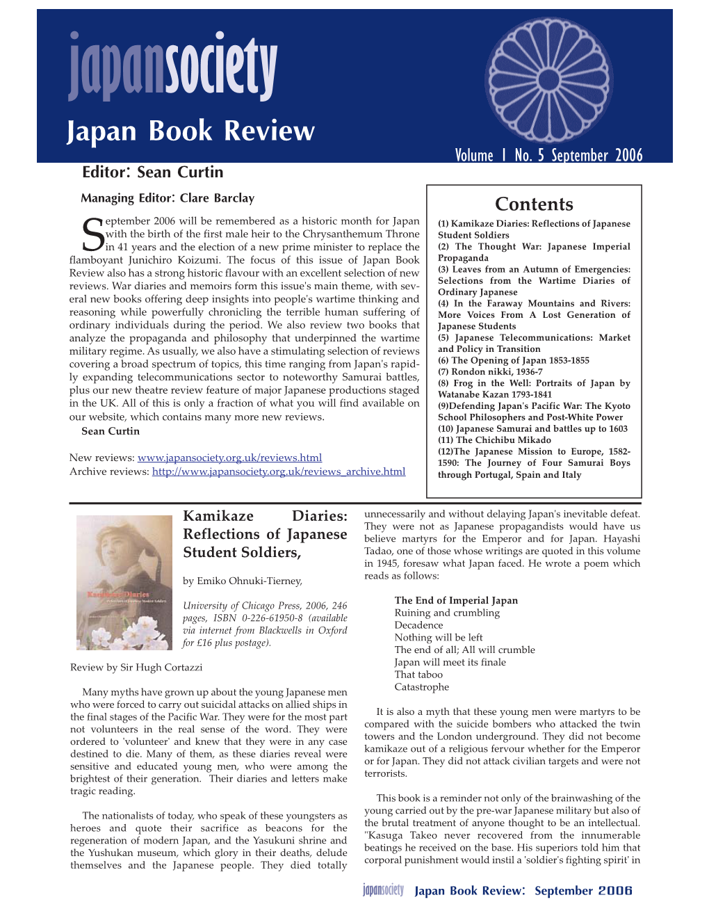 Japansociety Japan Book Review Editor: Sean Curtin Volume 1 No