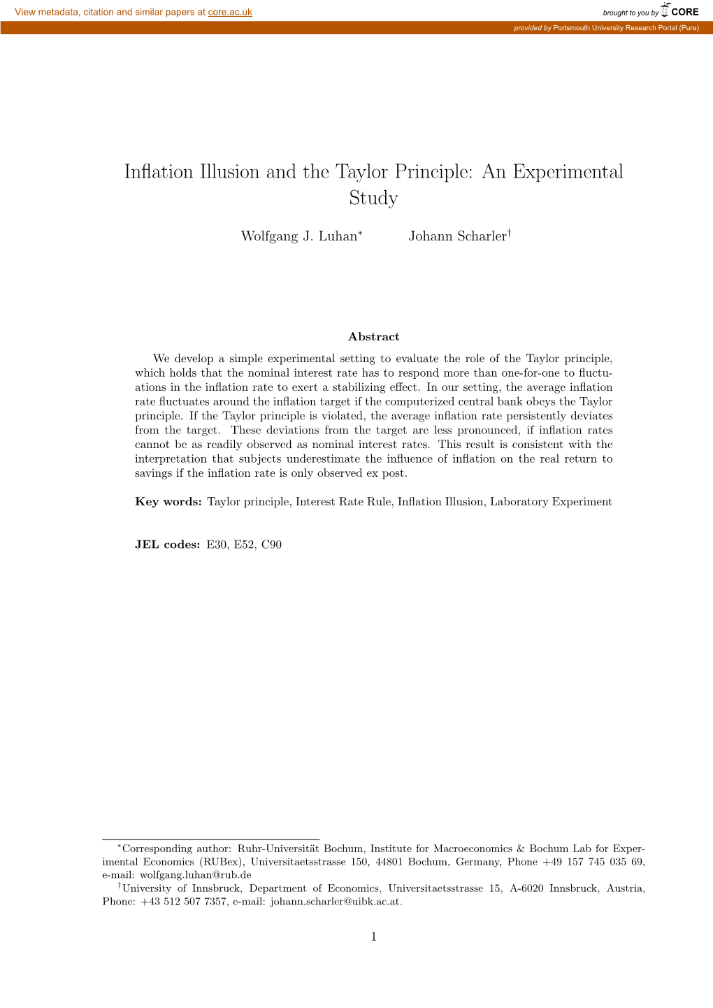 Inflation Illusion and the Taylor Principle: an Experimental Study