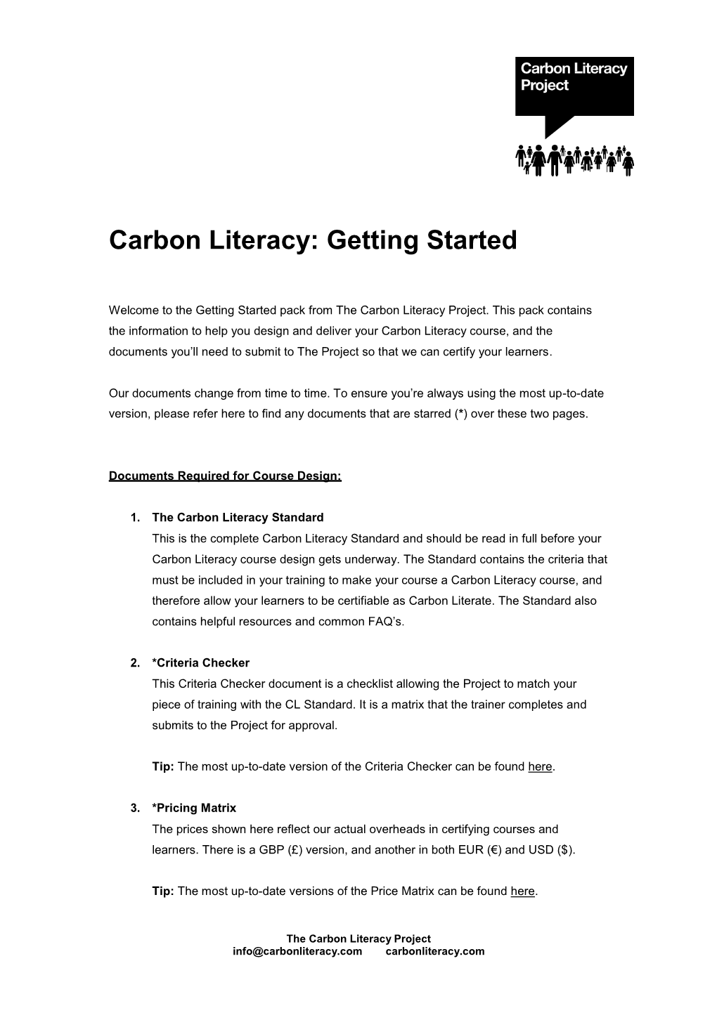 Getting Started Pack from the Carbon Literacy Project