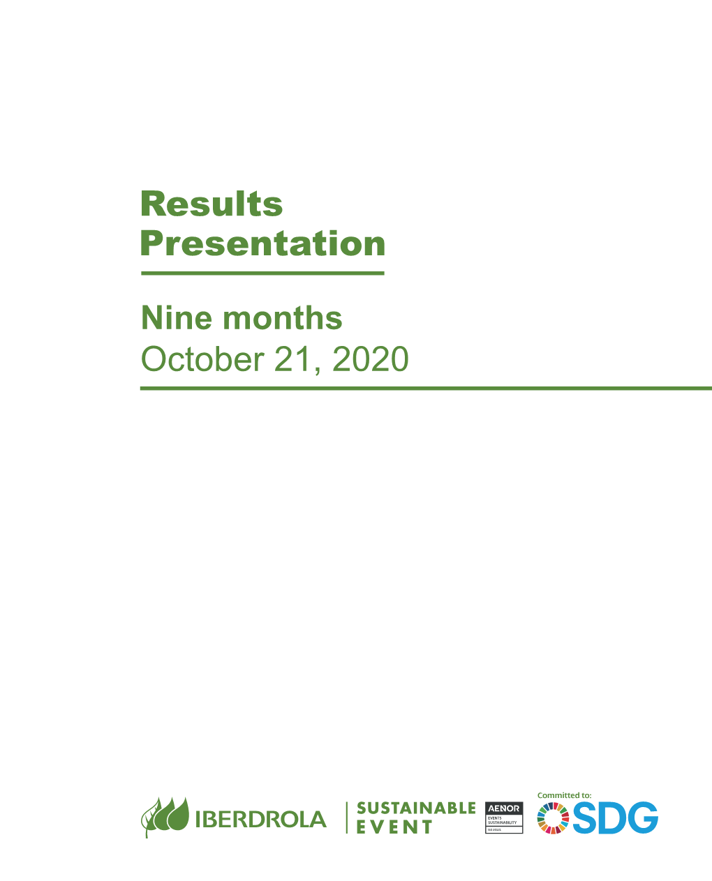 Results Presentation Nine Months,October 21, 2020