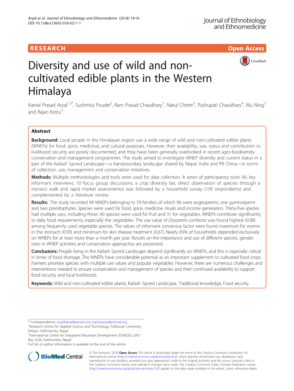 Diversity and Use of Wild and Non-Cultivated Edible Plants in The