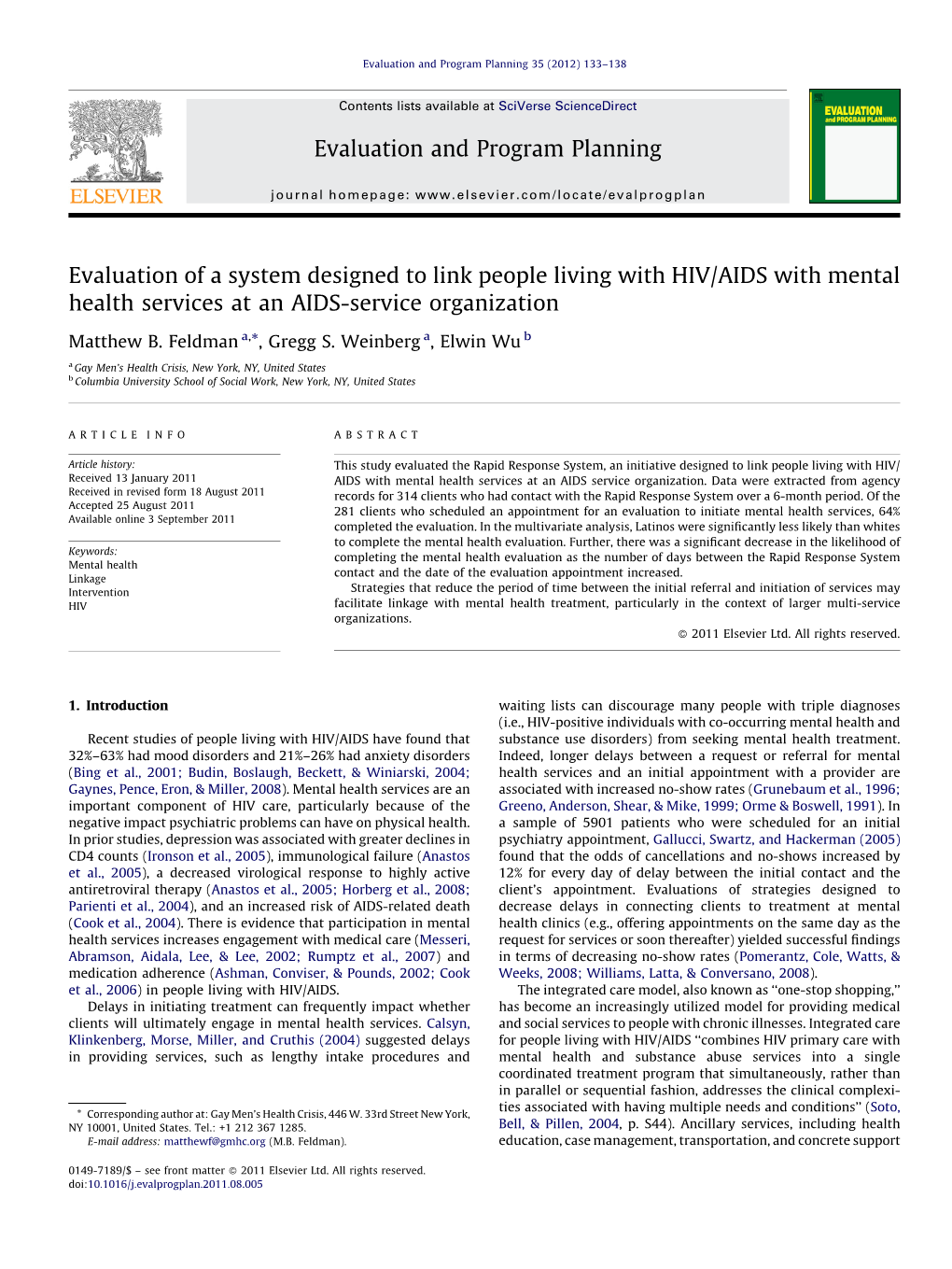 Evaluation of a System Designed to Link People Living with HIV/AIDS with Mental