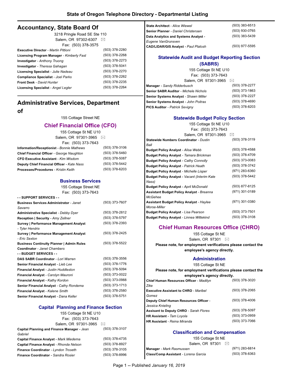 Accountancy, State Board of Administrative Services