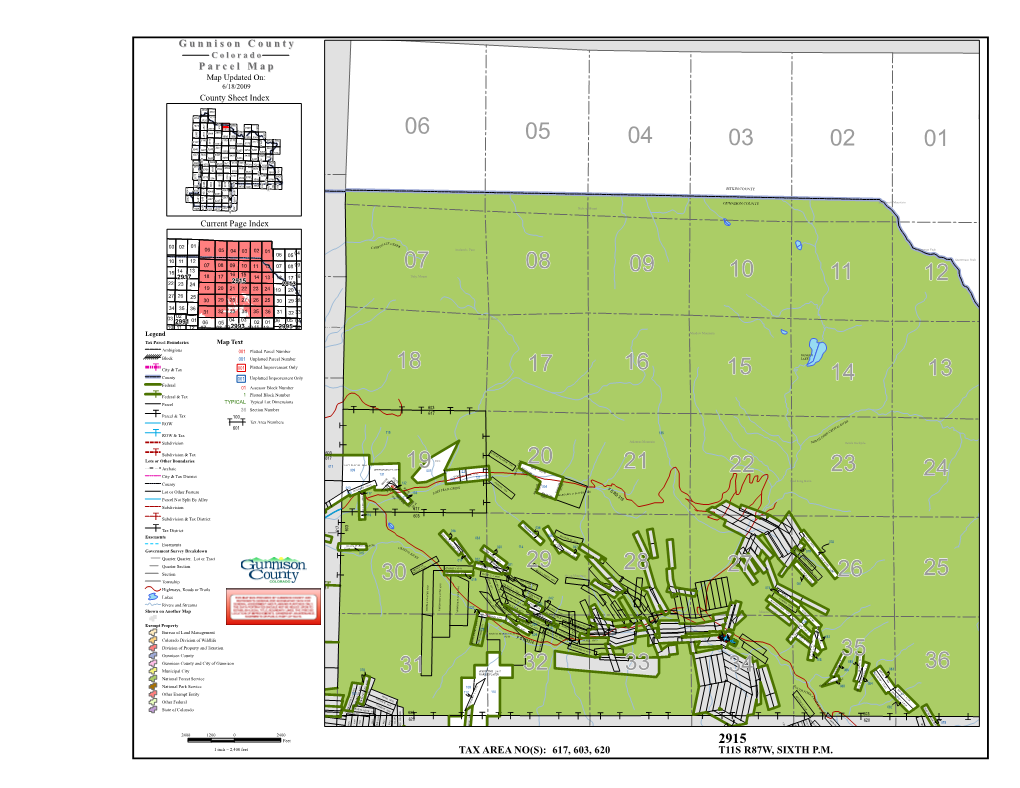 T Gunnison County Parcel Map 617, 603, 620 T11S R87W, SIXTH P.M