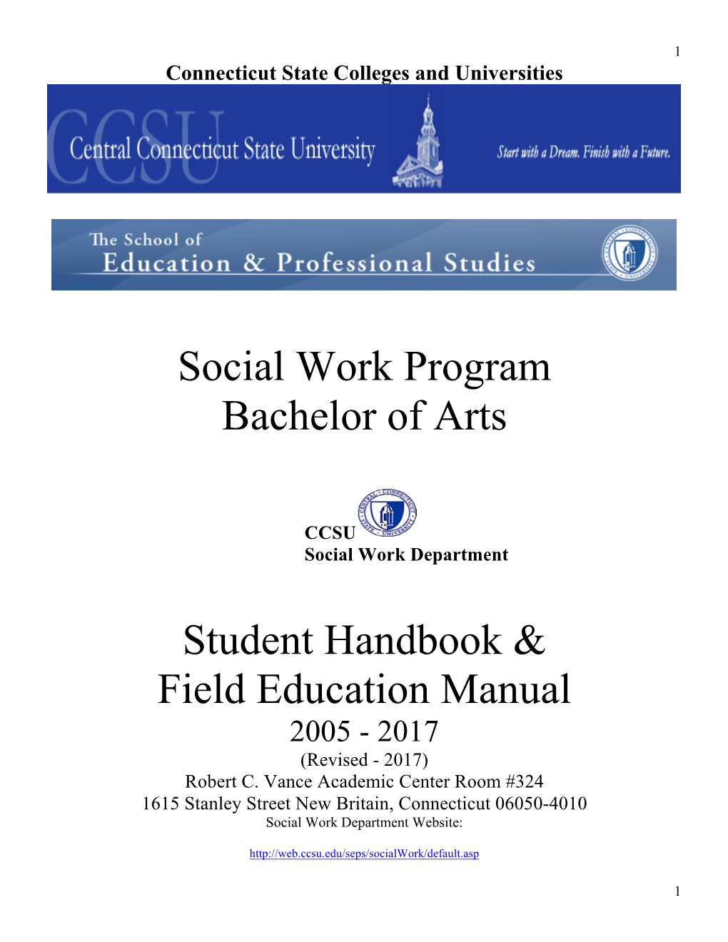 Social Work Handbook and Field Education Manual