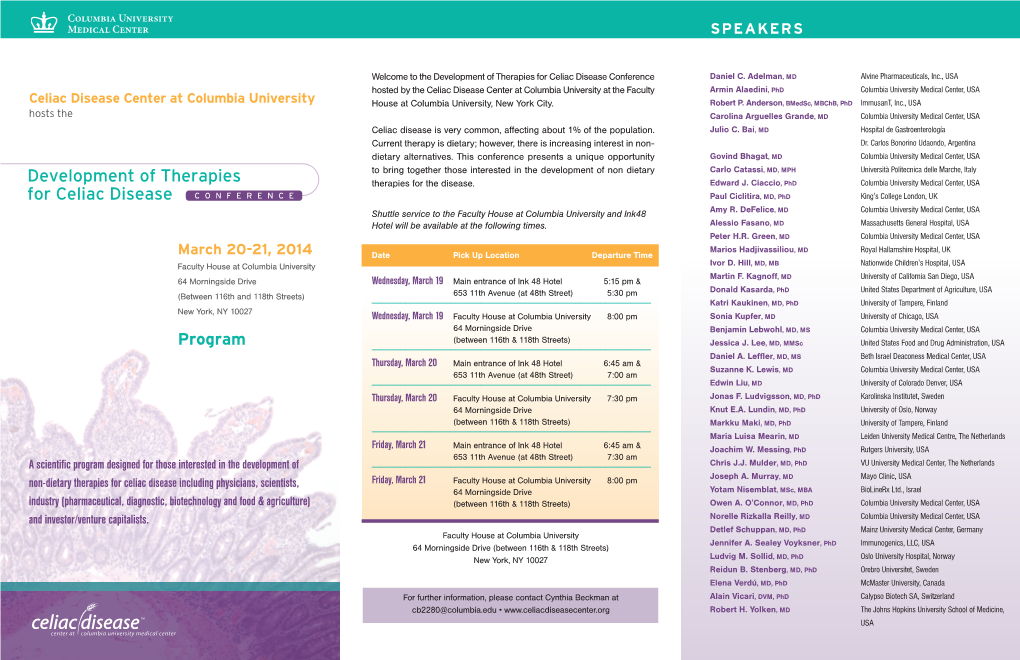 Development of Therapies for Celiac Disease C O N F E R E N