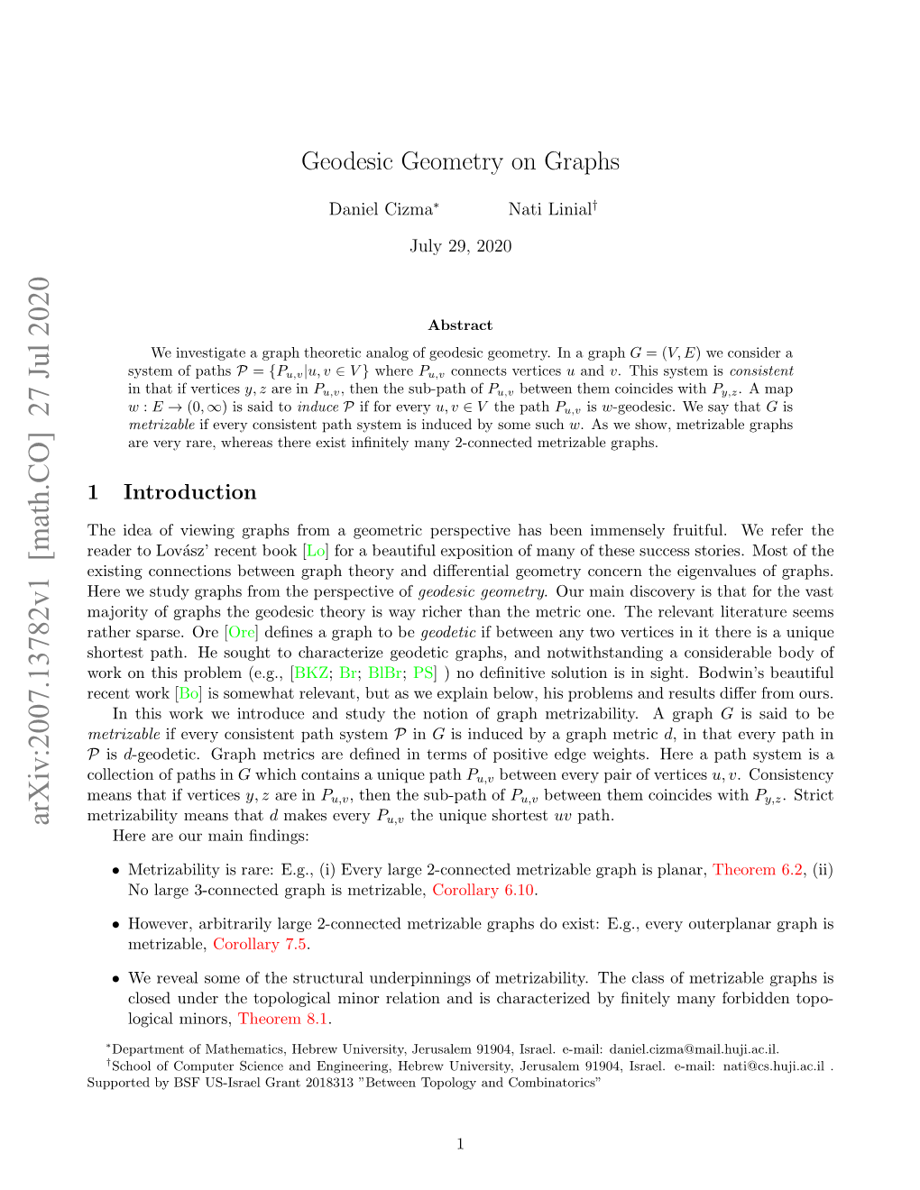 Geodesic Geometry on Graphs