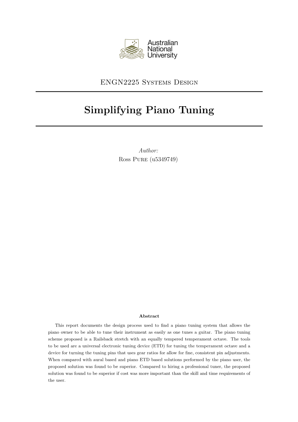 Simplifying Piano Tuning