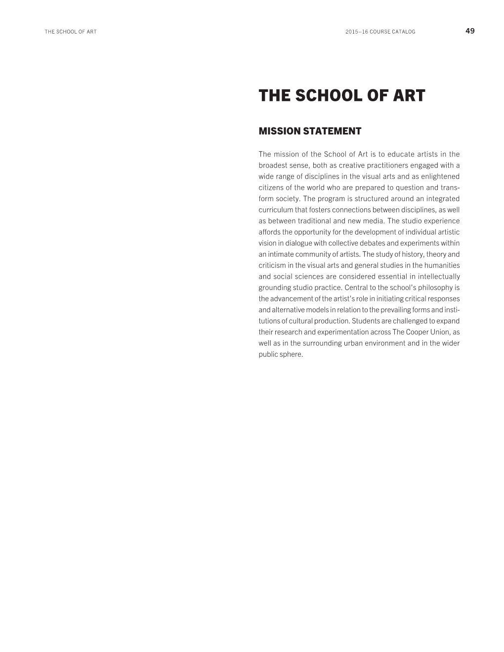 The School of Art 2015–16 Course Catalog 49