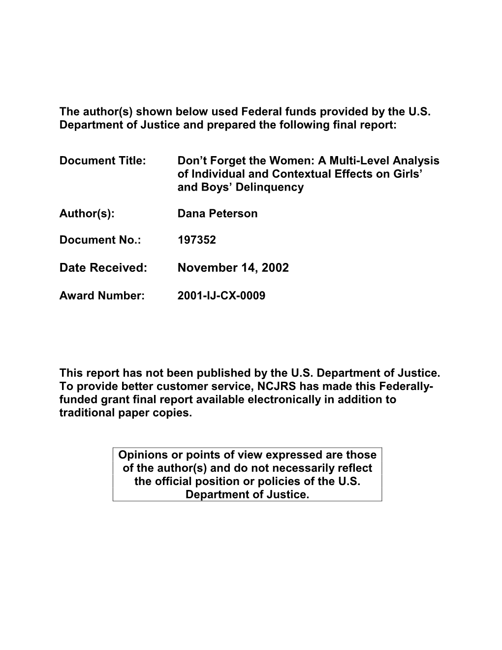 A Multi-Level Analysis of Individual and Contextual Effects on Girls' And