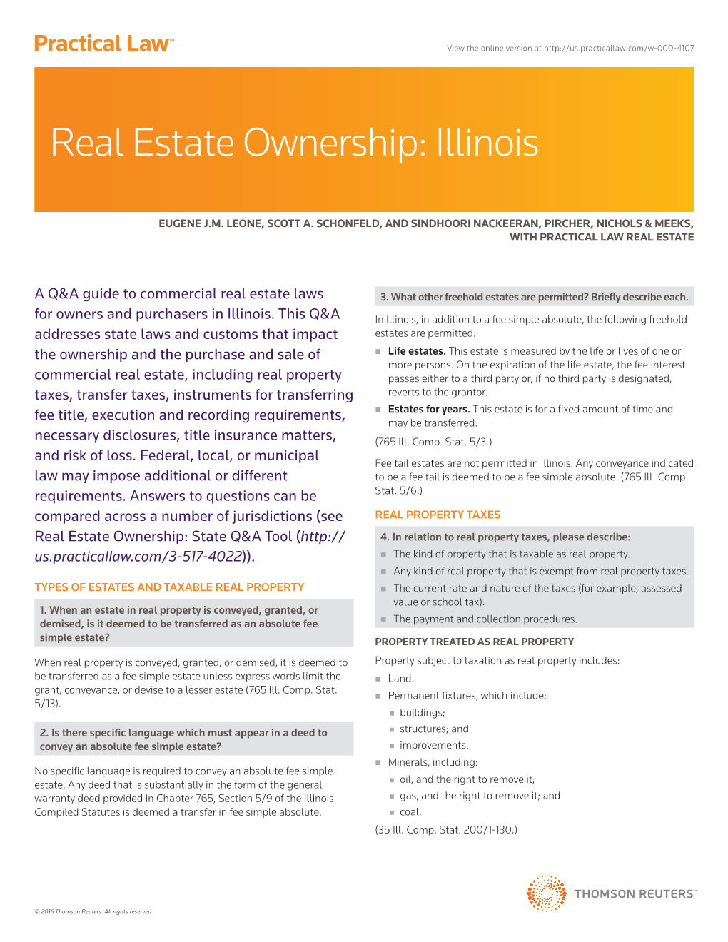 Real Estate Ownership: Illinois