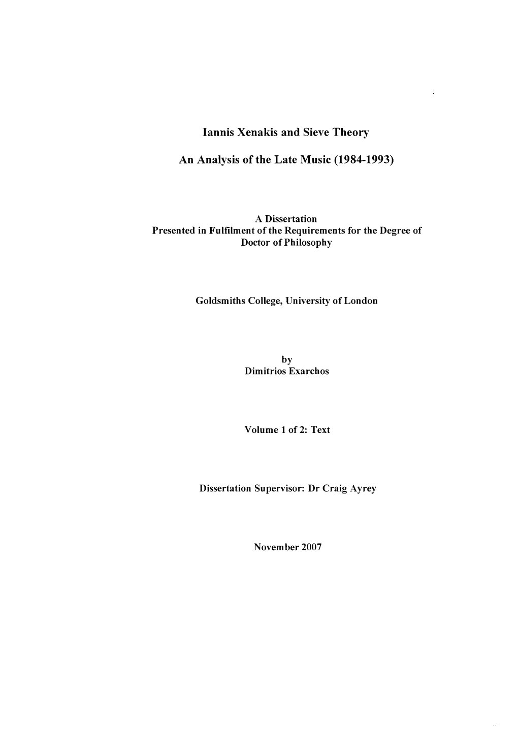 Iannis Xenakis and Sieve Theory an Analysis of the Late Music (1984-1993)