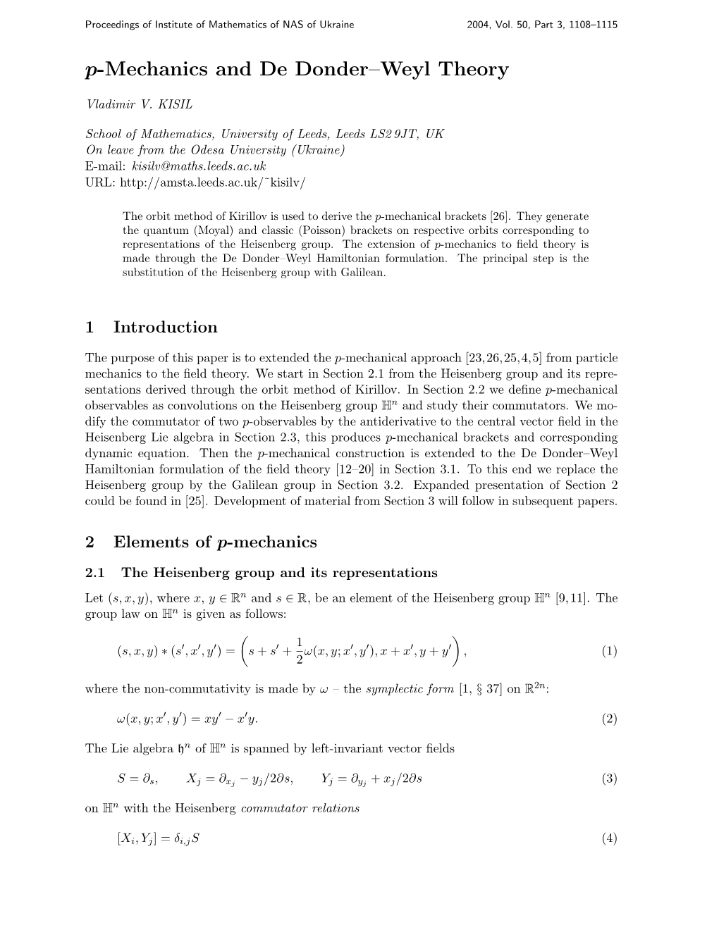 P-Mechanics and De Donder–Weyl Theory