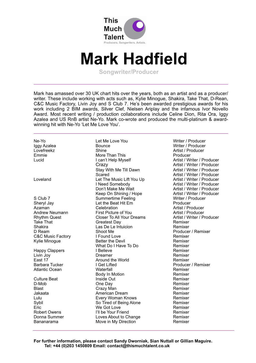 Mark Hadfield CV