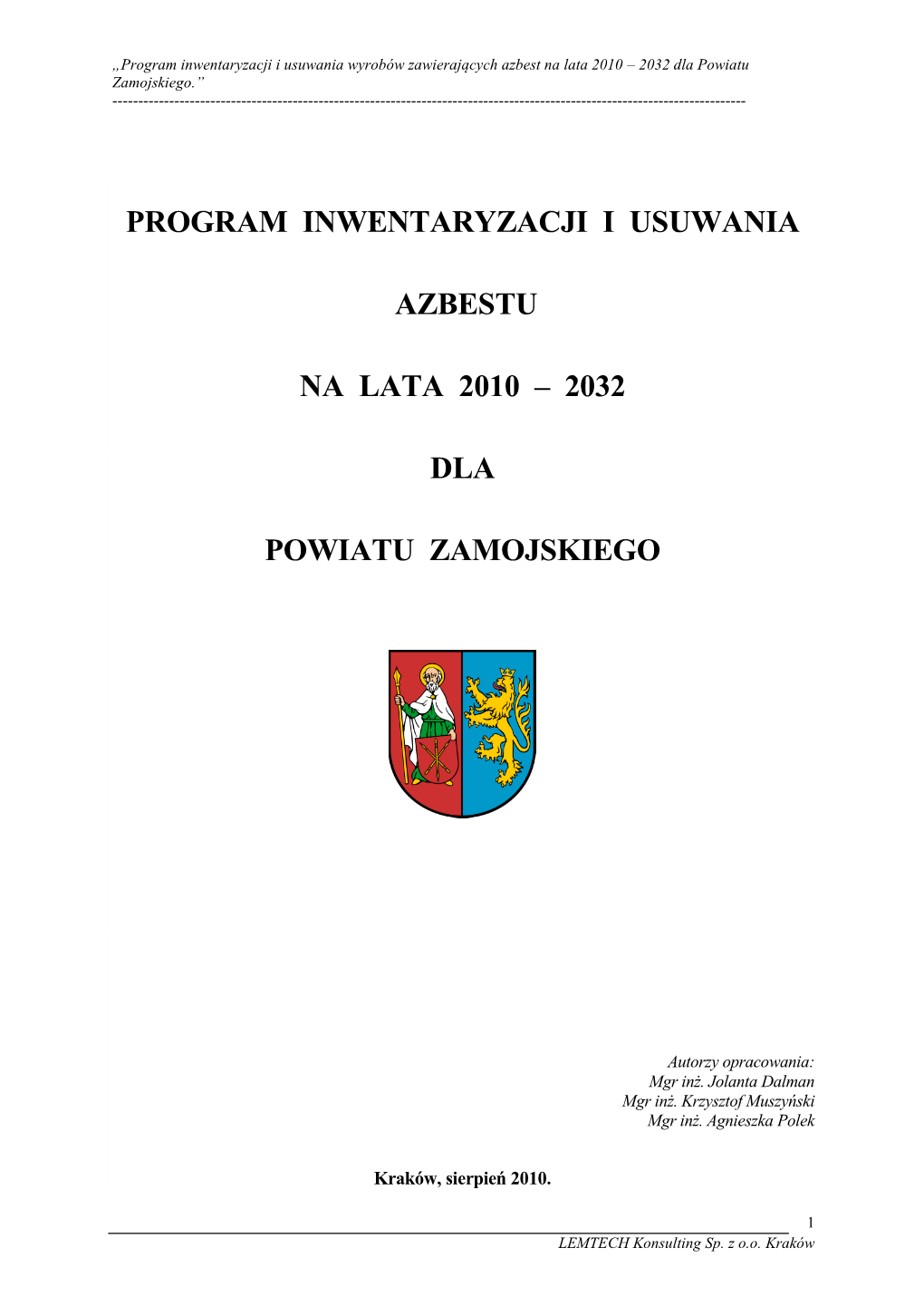 Powiatowy Program Usuwania Azbestu I Wyrobów Zawieraj¹cych