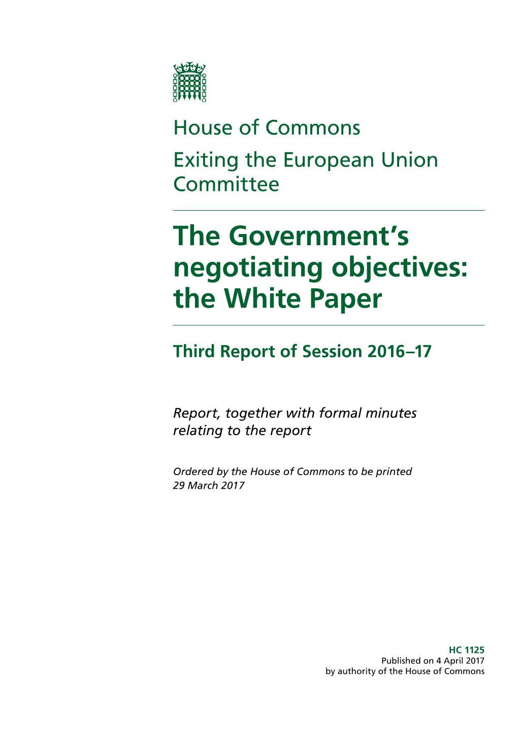 The Government's Negotiating Objectives: the White Paper