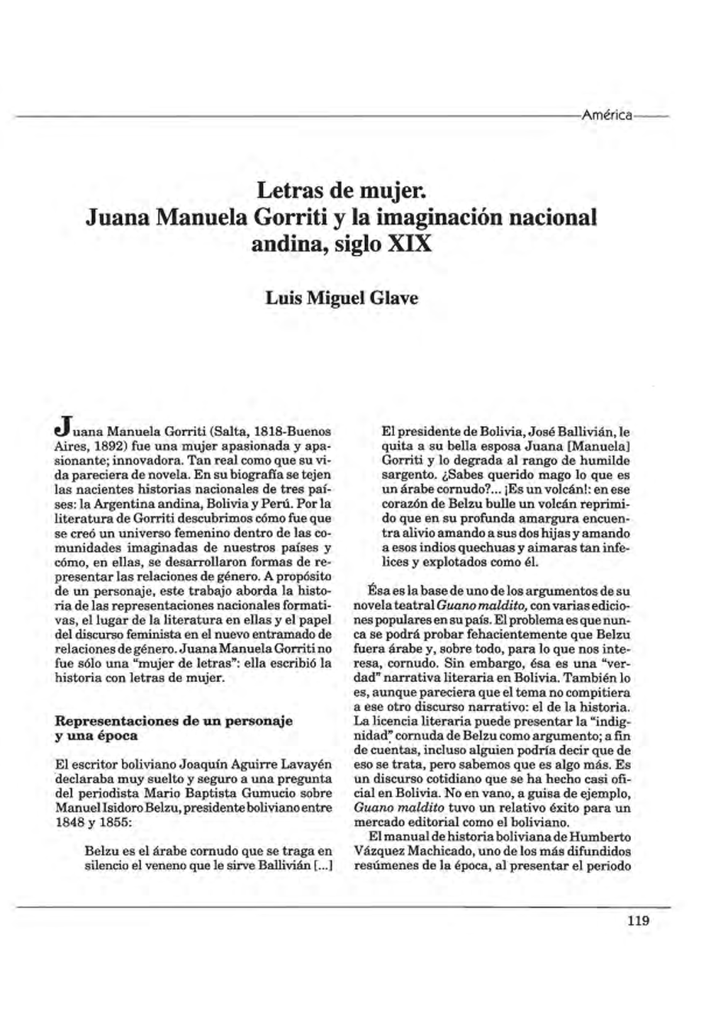 Letras De Mujer. Juana Manuela Gorriti Y La Imaginación Nacional Andina, Siglo XIX