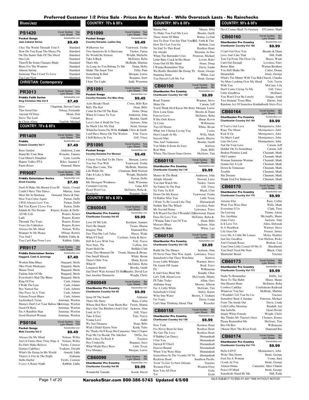 Disk Catalog by Category