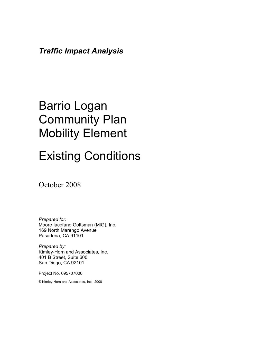 Barrio Logan Community Plan Mobility Element Existing Conditions