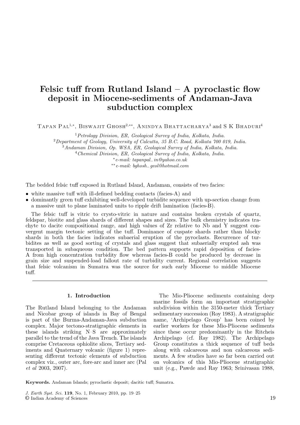 Felsic Tuff from Rutland Island