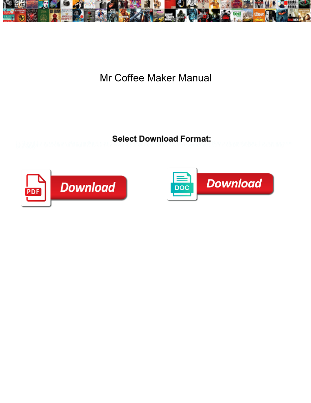 Mr Coffee Maker Manual