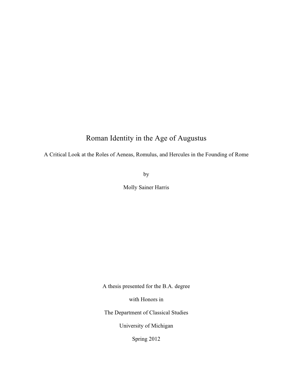 Roman Identity in the Age of Augustus