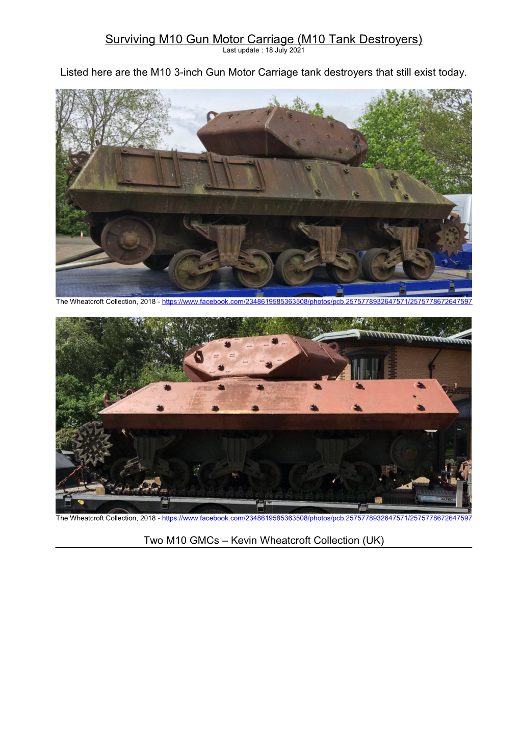 M10 Tank Destroyers) Last Update : 18 July 2021